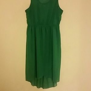 Sleeveless Green 100% Polyester Dress